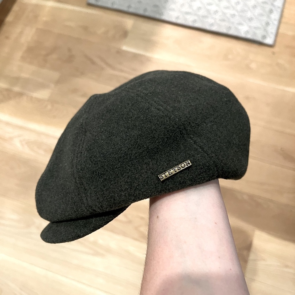 Stetson Wool Cashmere Driver Cap - dark green moss-x large
